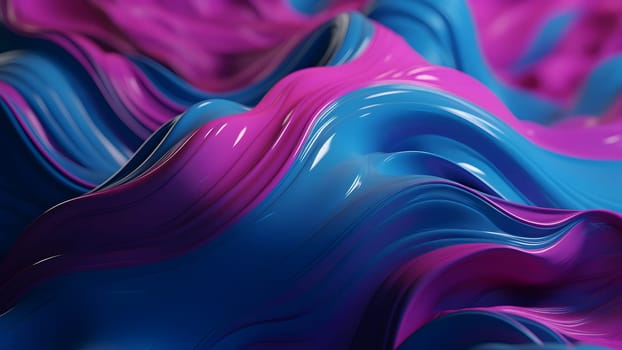 closeup abstract pink and blue volumetric wavy background. Neural network generated in May 2023. Not based on any actual person, scene or pattern.