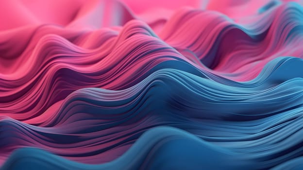 closeup abstract pink and blue volumetric wavy background. Neural network generated in May 2023. Not based on any actual person, scene or pattern.