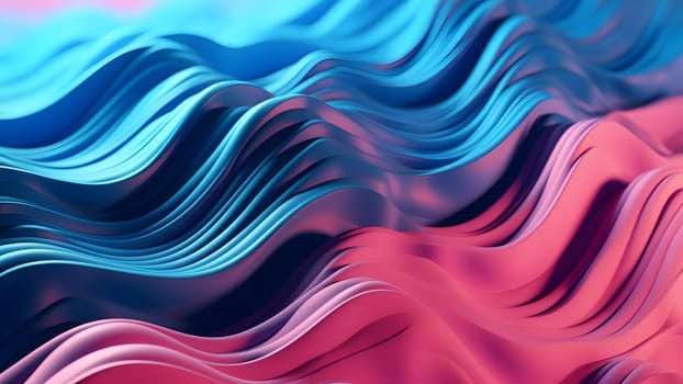 closeup abstract pink and blue volumetric wavy background. Neural network generated in May 2023. Not based on any actual person, scene or pattern.