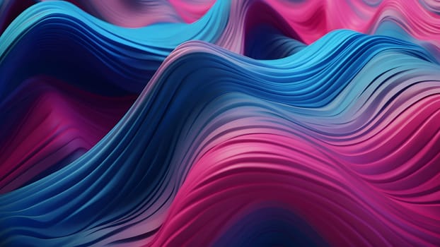 closeup abstract pink and blue volumetric wavy background. Neural network generated in May 2023. Not based on any actual person, scene or pattern.