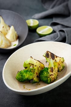 cooked broccoli in mushroom sauce