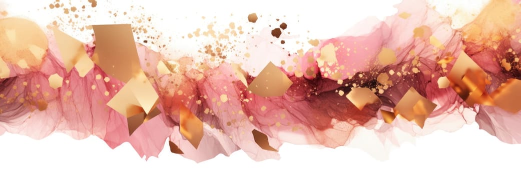 Abstract watercolor artwork mixed with buzzy geometric shapes for background of social media banner generative AI image