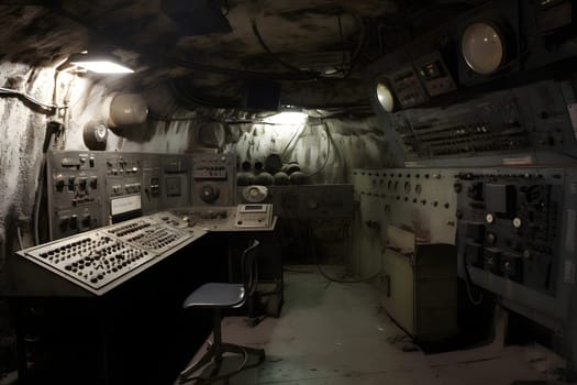 abandoned old unerground research laboratory. Neural network generated in May 2023. Not based on any actual scene or pattern.