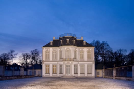 Falkenlust Castle at the blue hour