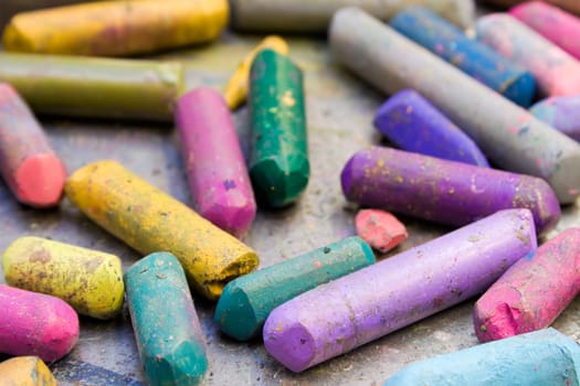 Worn wax crayons