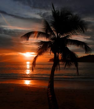 Sunset at Anse Takamaka