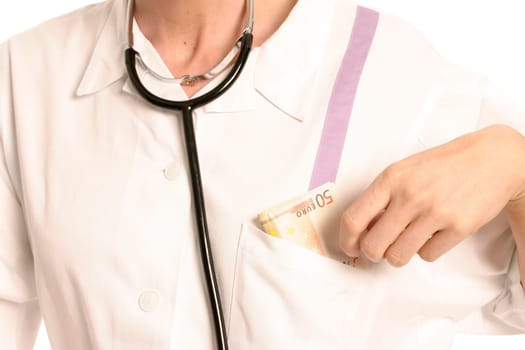 Nurse puts money in her pocket