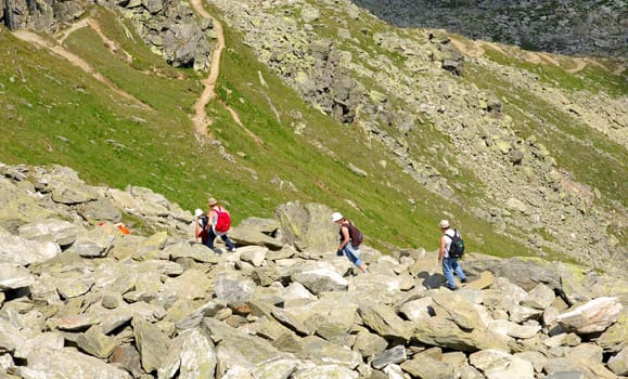 Mountain hike in the Alps