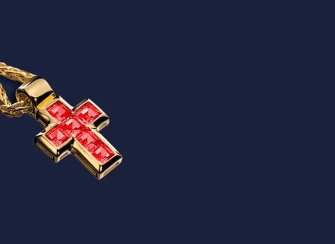 Cross pendant - jewelry - ruby red