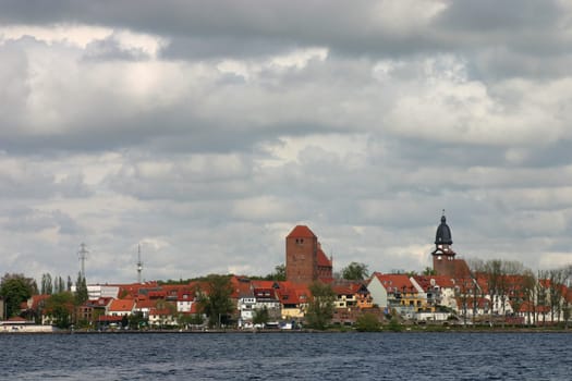 View of the city harbor seen from the lake