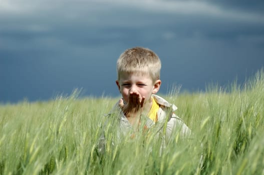 In the field