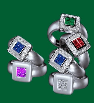 Color selection - silver rings with stones