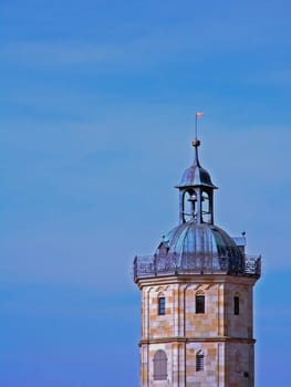 Church tower of St. Michael in Schwäbisch Hall: St. Michael's Church,with its famous staircase majestically towering over the city's market square,was consecrated in 1156 by the Bishop of Würzburg. From this period,only the lowest floors of the roma remain