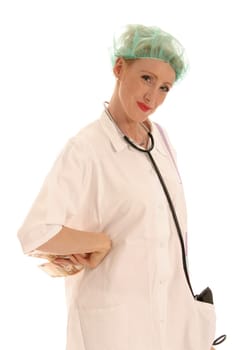 Nurse holds money in her hand