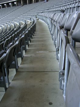 Rows of seats in the stadium