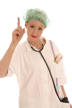 Nurse with money in breast pocket