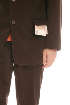 Man with money in suit pocket