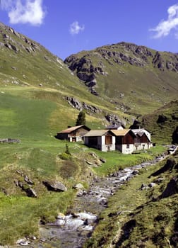 Mountain village above Bivio on the Julier Pass in Switzerland