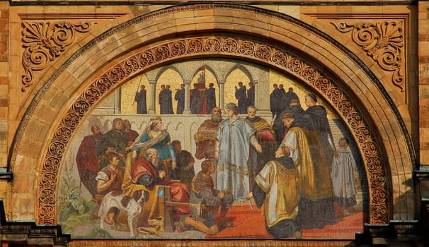 ... in Munich: the "Ettals Monastery Foundation by Ludwig the Bavarian"" is shown"