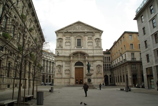 Street view near Duomo Square in Milan