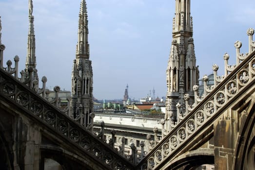 Panoramic view from Milan Cathedral. ***