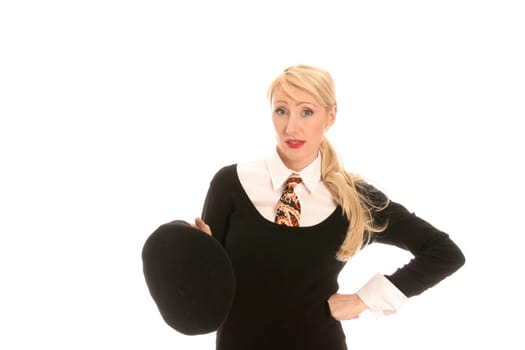 Young blonde woman with tie