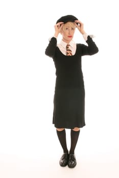 Young blonde woman with beret