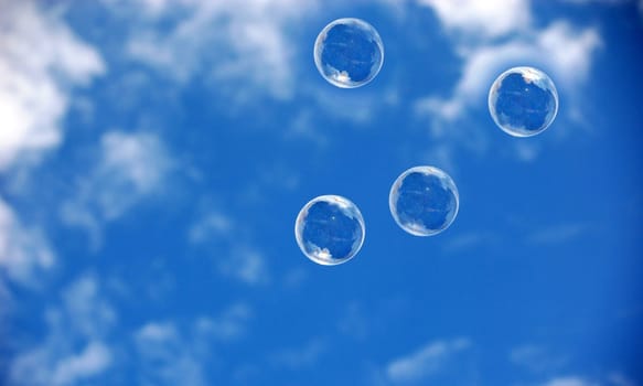 Fly in the sky soap bubble