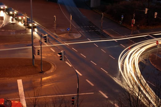Busy road at night