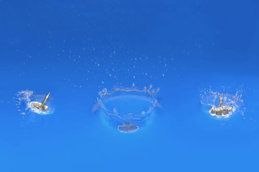 Stitching pins falling into water