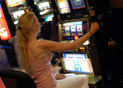 Woman at the casino in Las Vegas