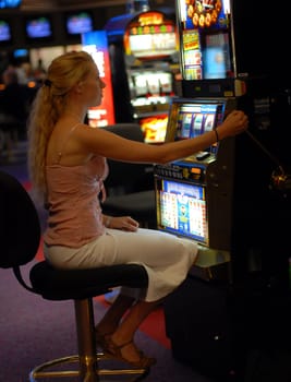Woman at the casino in Las Vegas