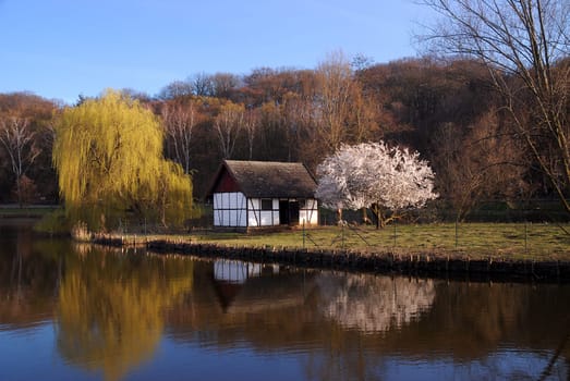 This is what it looked like during a walk around our village pond in the evening......!:-)
