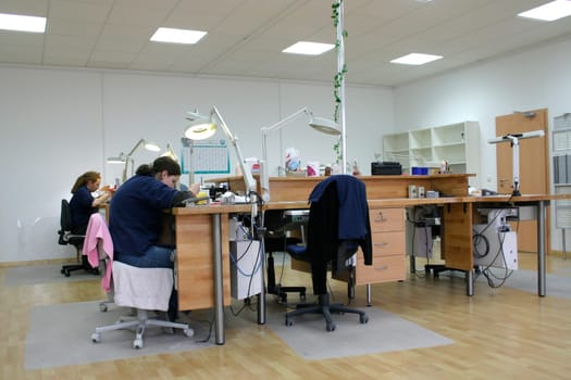 Employees in the dental laboratory