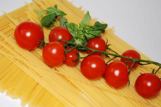 Spaghetti with tomatoes and basil