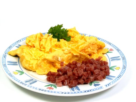 Scrambled eggs and ham