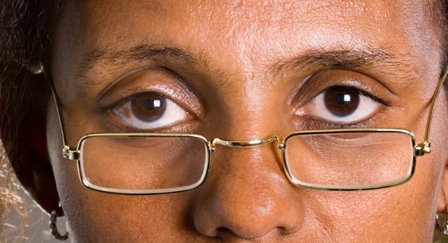 A woman with glasses ...