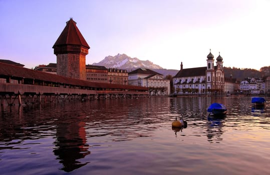 The Chapel Bridge is the landmark of the city of Lucerne and one of the most important tourist attractions. After the Matterhorn,it is probably the most photographed object in Switzerland by tourists.