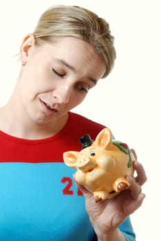 Woman with piggy bank