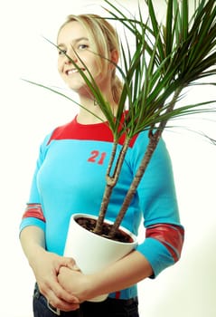 Woman with plant