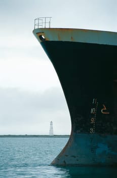 Ship and lighthouse