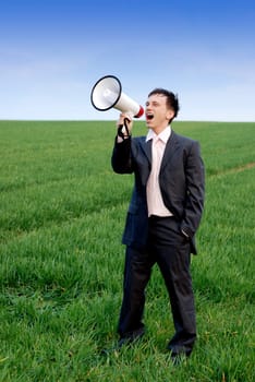 Man with megaphone