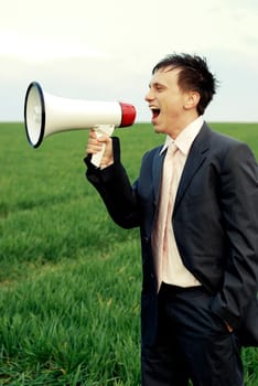 Man with megaphone