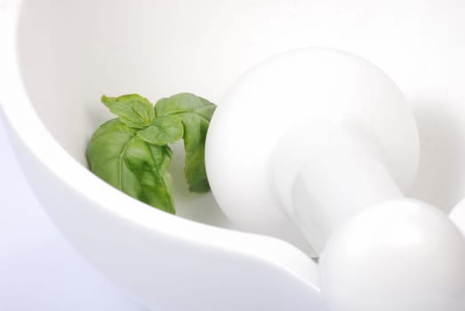 Moerser with basil