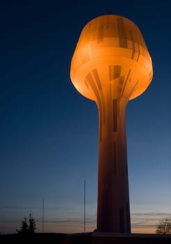 Water tower in the blue hour