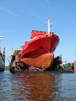 Ship in dry dock