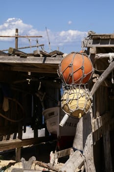 Buoys and nets in Es Pujols,Formentera