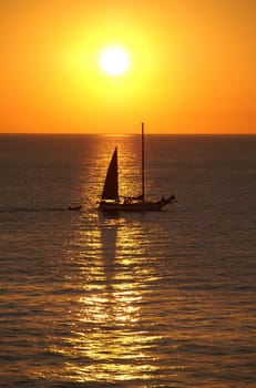 Ship at sunset,Formentera