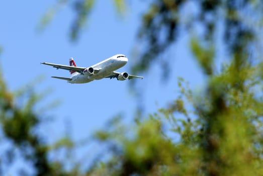 An Airbus A320 landing on Zurich/Kloten