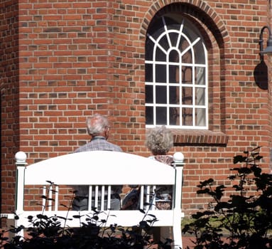Seniors in front of the church